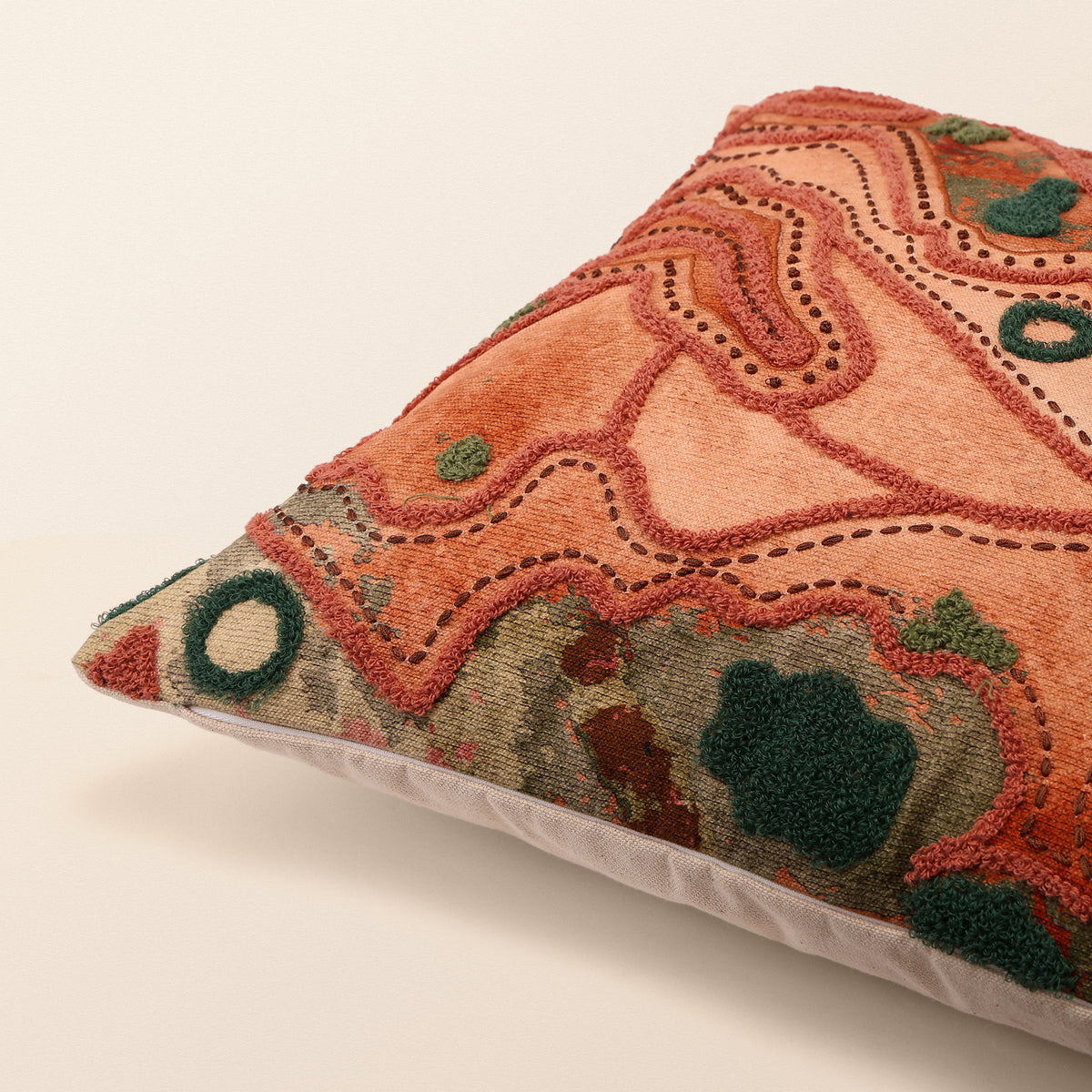 CANYON Square Cushion, Aari, 18 x 18 Inch, Rust, Earth Series