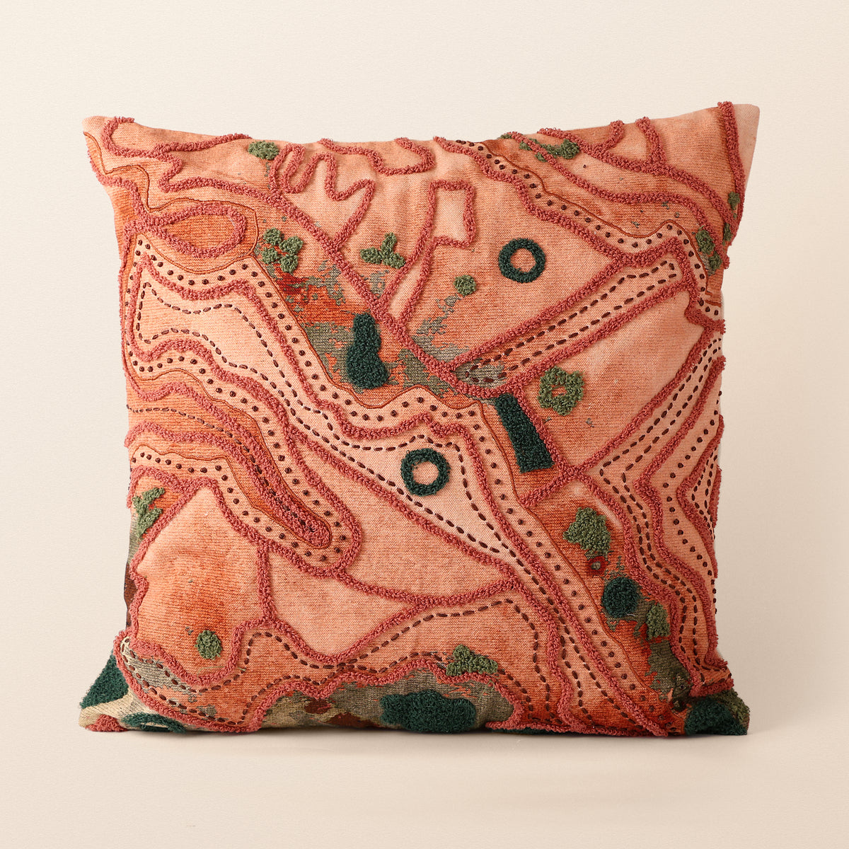 CANYON Square Cushion, Aari, 18 x 18 Inch, Rust, Earth Series