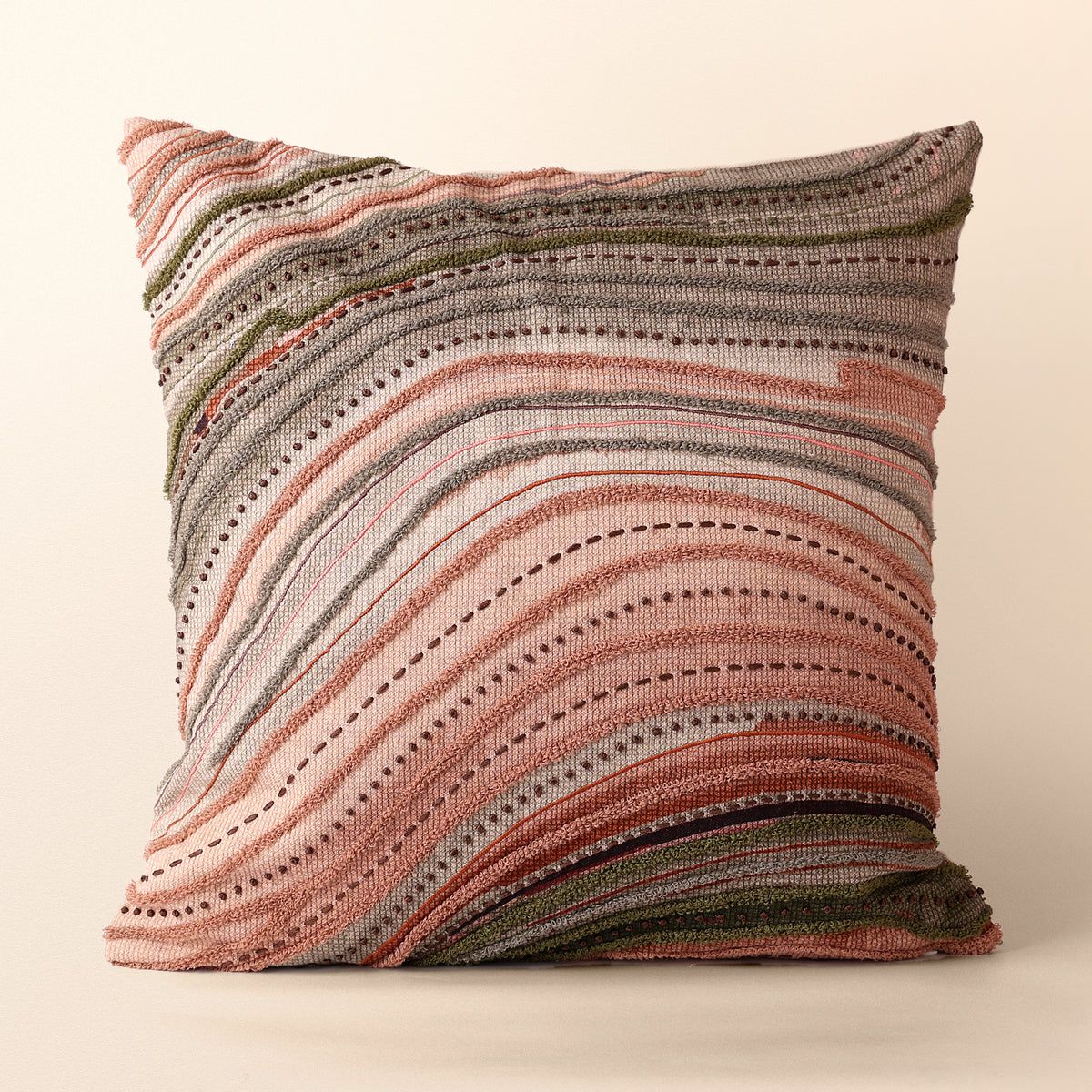 CANYON Square Cushion, Aari, 18 x 18 Inch, Rust, Earth Series