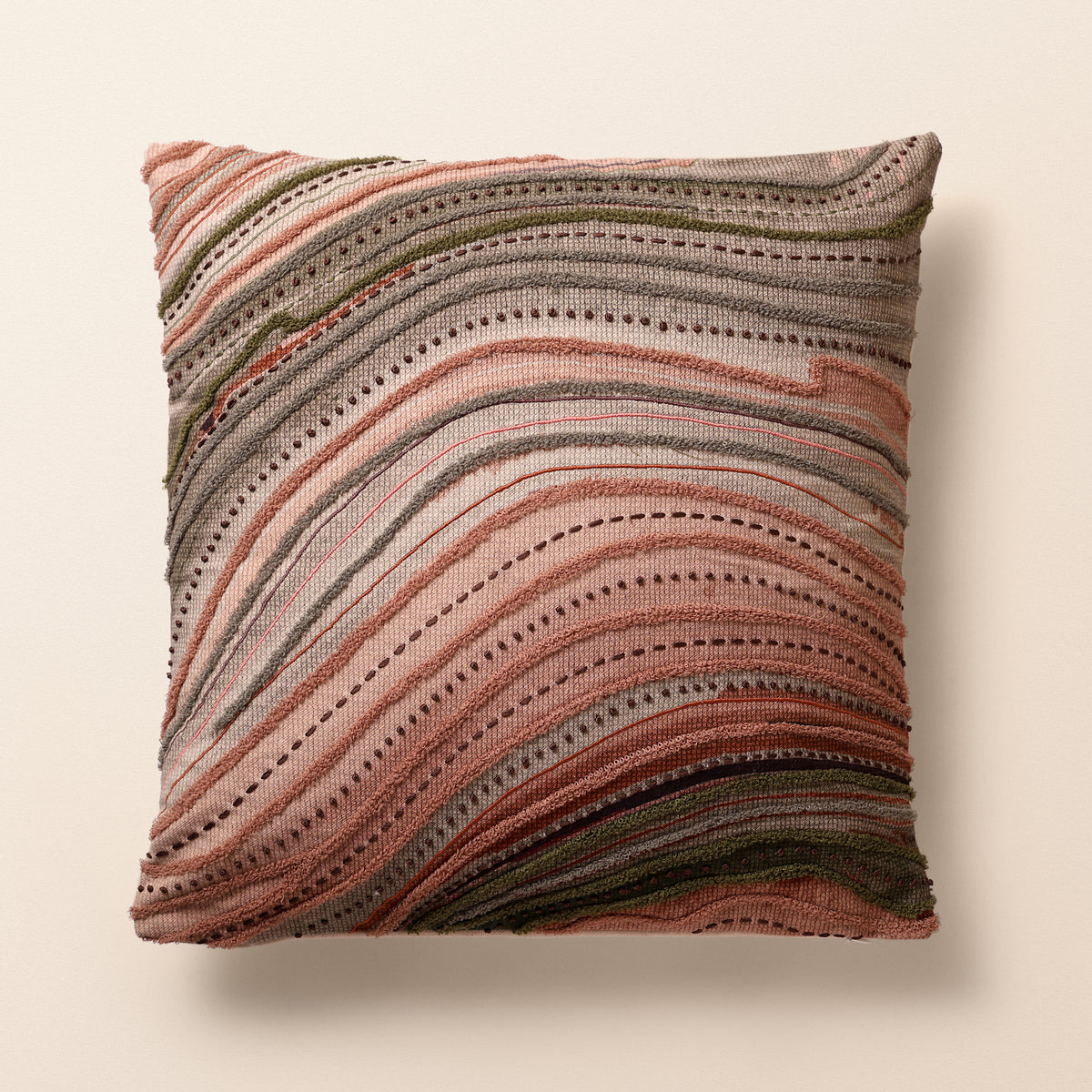 CANYON Square Cushion, Aari, 18 x 18 Inch, Rust, Earth Series