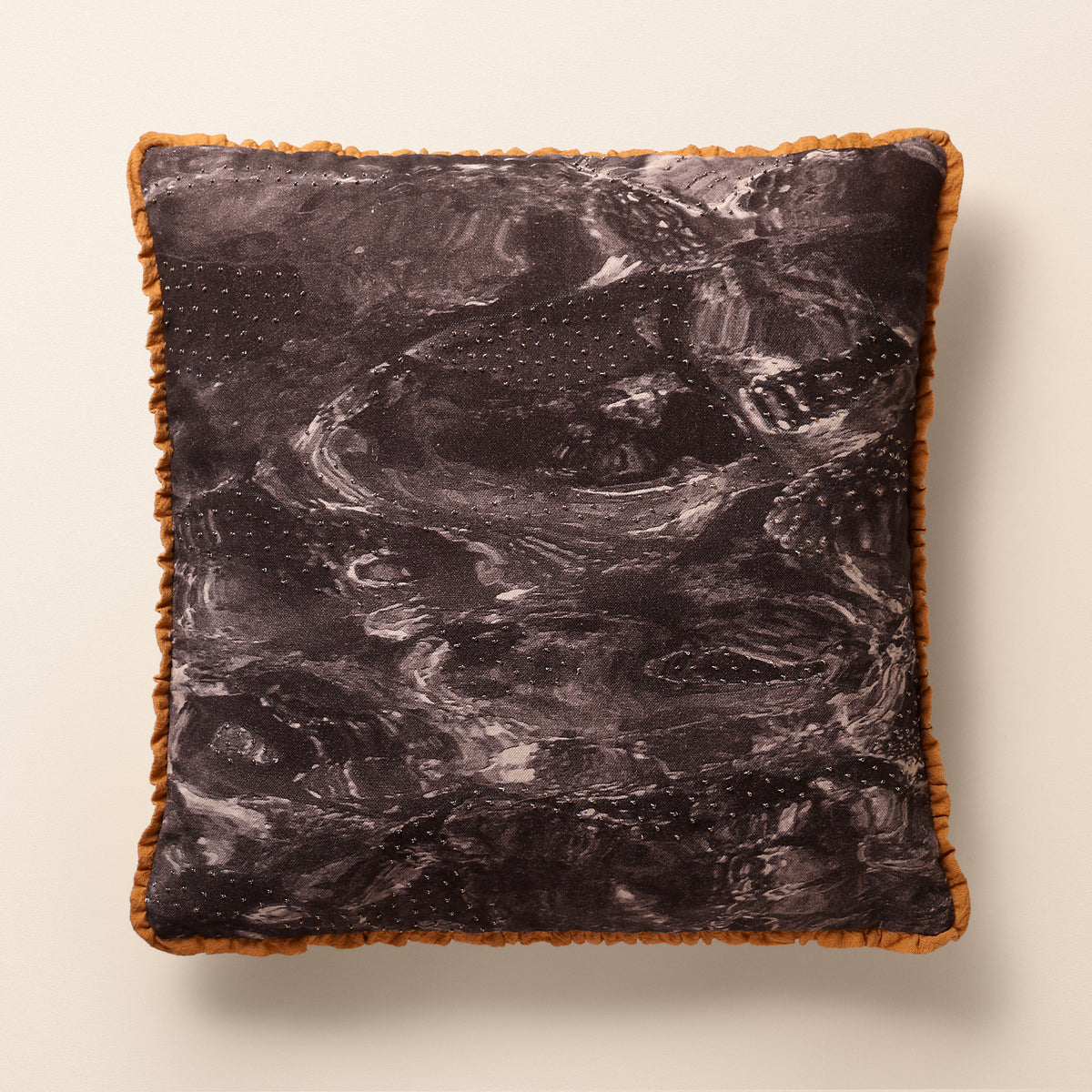 TERRA Square Cushion, Aari, 18 x 18 Inch, Black, Earth Series