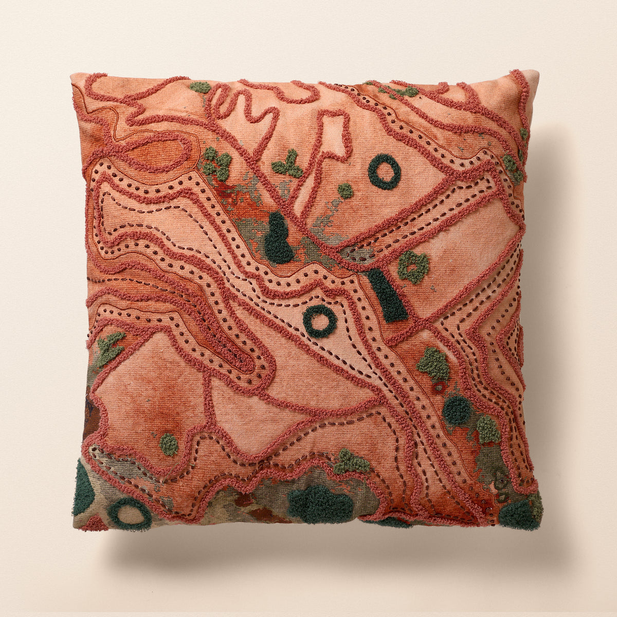 CANYON Square Cushion, Aari, 18 x 18 Inch, Rust, Earth Series
