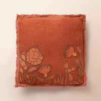SIENNA Square Cushion, Bead Work, 18 x 18 Inch, Burnt Orange, TNT Beads — thumbnail