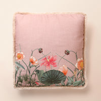 PANKHURI Square Cushion, Embroidery, 18 x 18 Inch, Blush, Botanical Bloom — thumbnail