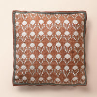 BUNDI Square Cushion, Block Print, 18 x 18 Inch, Mocha, Jaipur House — thumbnail