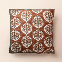 BAGRU Square Cushion, Block Print, 18 x 18 Inch, Mocha, Jaipur House — thumbnail
