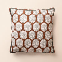 RANGREZ I Square Cushion, Block Print, 18 x 18 Inch, Mocha, Jaipur House — thumbnail