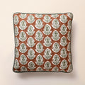 AMBAR Square Cushion, Block Print, 18 x 18 Inch, Mocha, Jaipur House