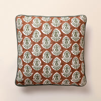 AMBAR Square Cushion, Block Print, 18 x 18 Inch, Mocha, Jaipur House — thumbnail