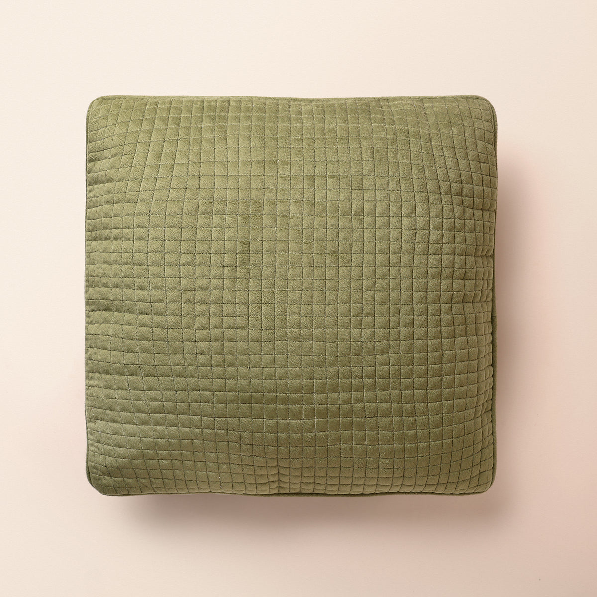 SAHAR Square Cushion, Quilted, 18 x 18 Inch, Sage, Romantic Vintage