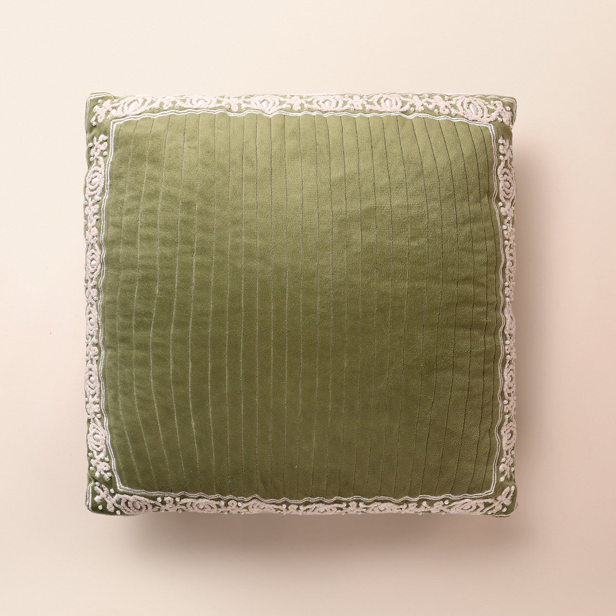 MAHNOOR III Square Cushion, Dori, 18 x 18 Inch, Sage