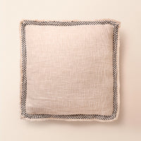 SYLVEN Square Cushion, Kantha, 18 x 18 Inch, Ivory, Classic Monochromes — thumbnail