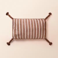 JHAROKHA Oblong Cushion, Block Print, 12 x 20 Inch, Mocha, Single-Tone, Jaipur House — thumbnail