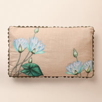 KALI Oblong Cushion, Embroidery, 12 x 20 Inch, Beige, Botanical Bloom — thumbnail