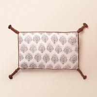 MEHRAB Oblong Cushion, Block Print, 12 x 20 Inch, Mocha, Brown Motif, Jaipur House — thumbnail