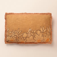 OCHRE Oblong Cushion, Bead Work, 12 x 20 Inch, Golden Yellow, TNT Beads — thumbnail