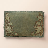 JADE Oblong Cushion, Bead Work, 12 x 20 Inch, Olive, TNT Beads — thumbnail