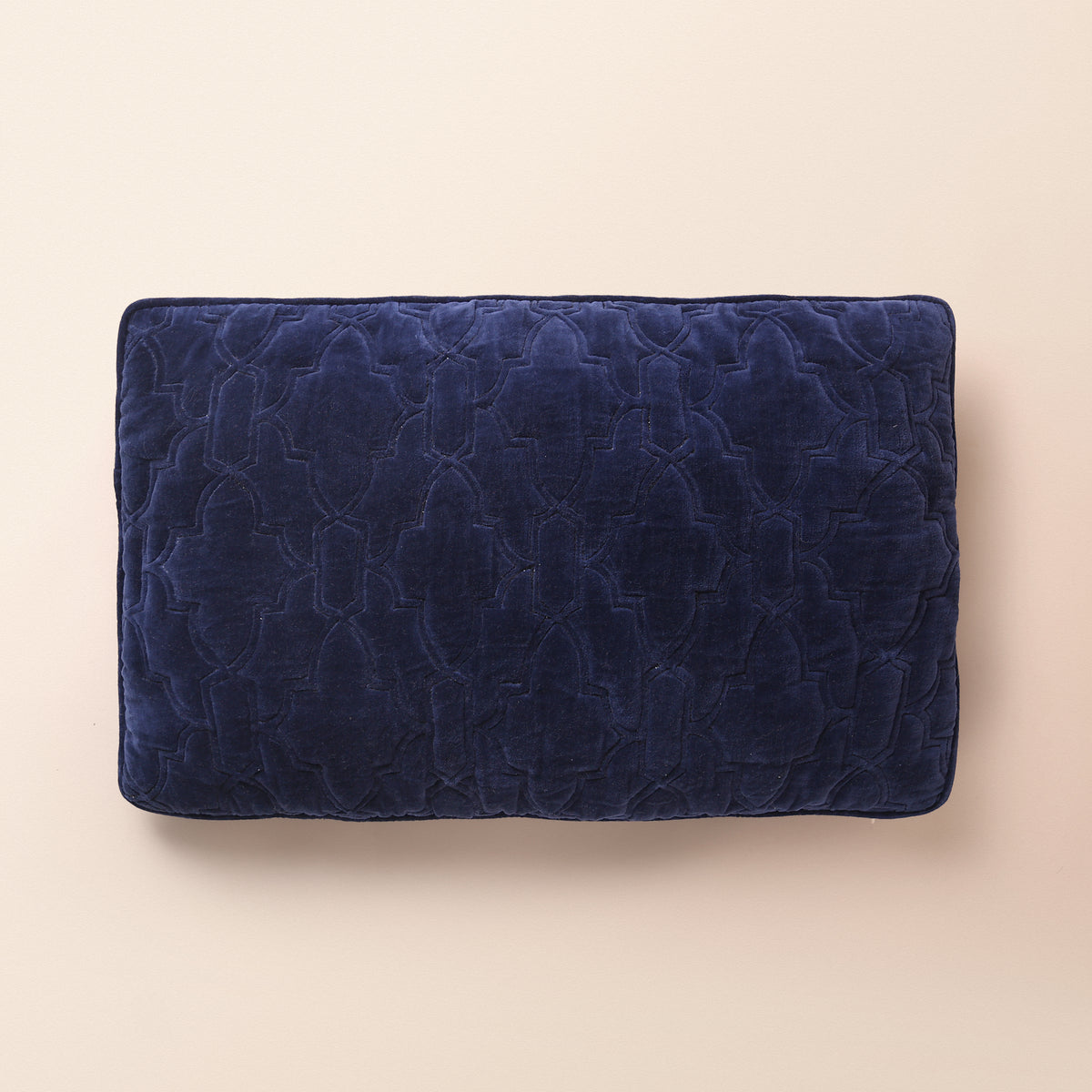 AZRAQ Oblong Cushion, Zari, 12 x 20 Inch, Blue, Mughal Garden
