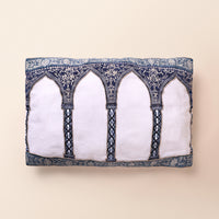CHASHMA Oblong Cushion, Zari, 12 x 20 Inch, Blue, Mughal Garden — thumbnail