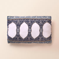 NISHAT Oblong Cushion, Zari, 12 x 20 Inch, Blue, Mughal Garden — thumbnail