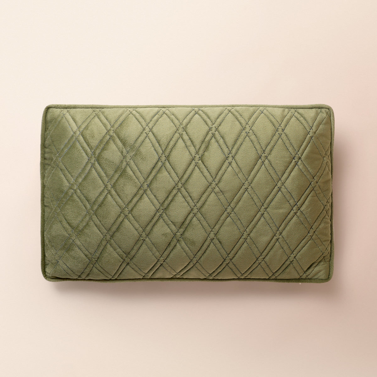 SAHAR Oblong Cushion, Quilted, 12 x 20 Inch, Sage, Romantic Vintage