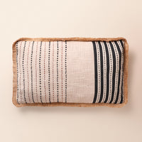 SOLENNE Oblong Cushion, Kantha, 12 x 20 Inch, Ivory, Classic Monochromes — thumbnail