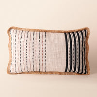 SOLENNE Oblong Cushion, Kantha, 12 x 20 Inch, Ivory, Classic Monochromes — thumbnail