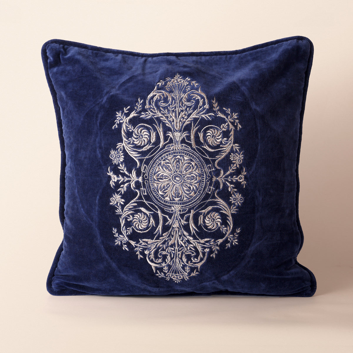 GIRIH Square Cushion, Patchwork, 18 x 18 Inch, Blue, Persian Mosaic