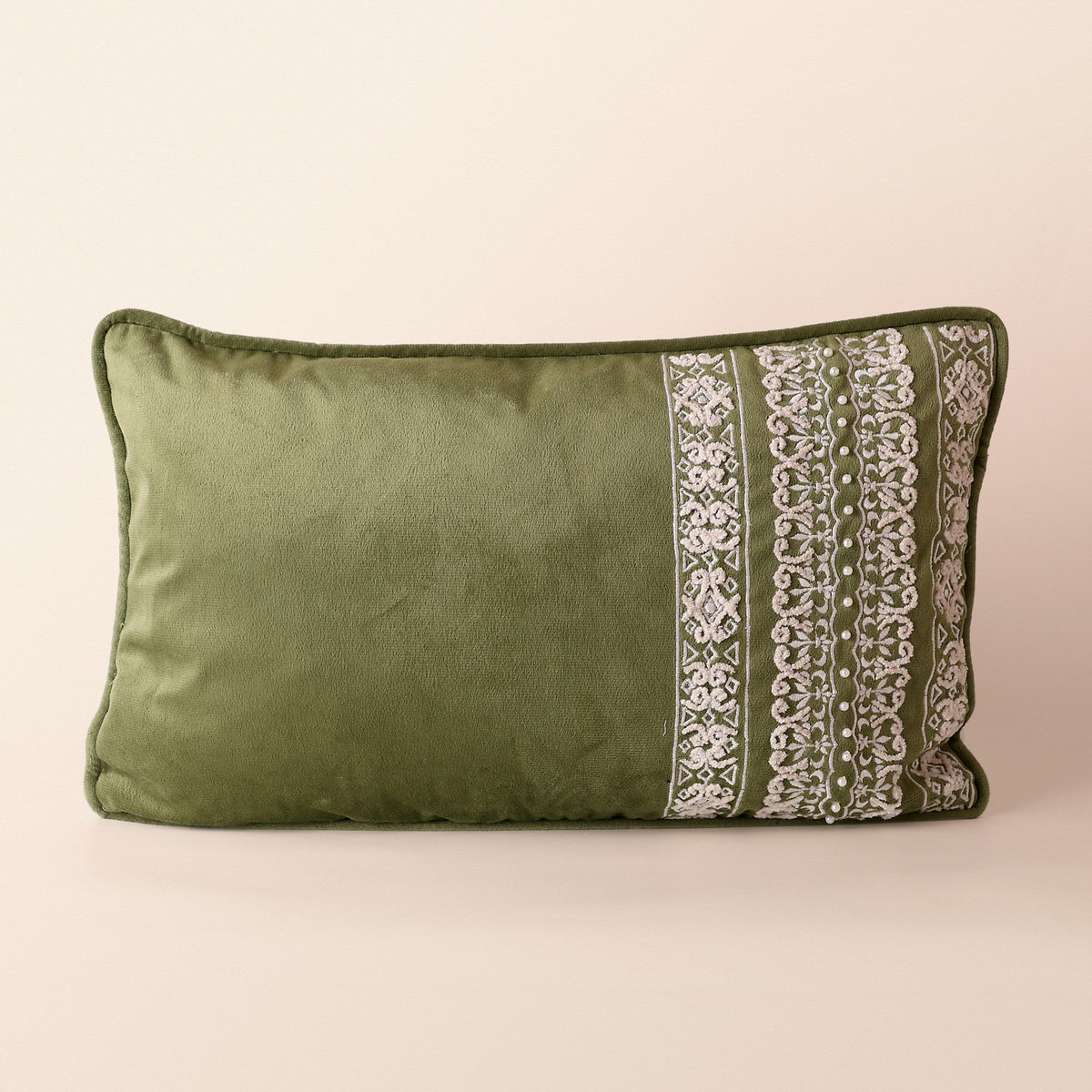 ADAH Oblong Cushion, Dori, 12 x 20 Inch, Sage, Romantic Vintage