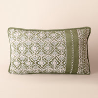 HOOR Oblong Cushion, Dori, 12 x 20 Inch, Sage, Romantic Vintage — thumbnail
