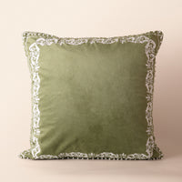 MAHNOOR I Square Cushion, Dori, 18 x 18 Inch, Sage, Romantic Vintage — thumbnail