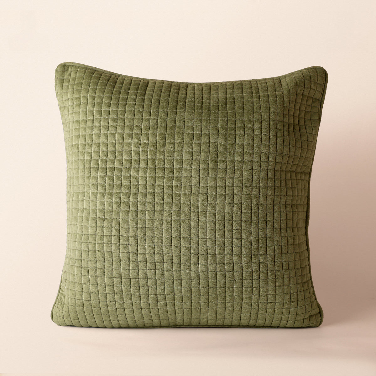 SAHAR Square Cushion, Quilted, 18 x 18 Inch, Sage, Romantic Vintage