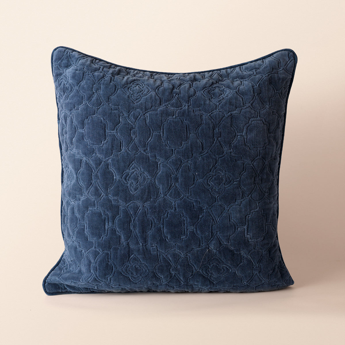 AZRAQ Square Cushion, Zari, 18 x 18 Inch, Blue, Mughal Garden
