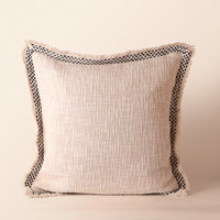 SYLVEN Square Cushion, Kantha, 18 x 18 Inch, Ivory, Classic Monochromes — thumbnail