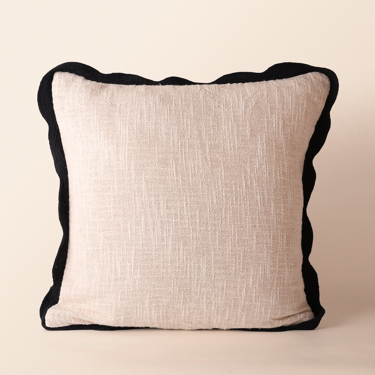 VALEN Square Cushion, Kantha, 18 x 18 Inch, Ivory, Classic Monochromes