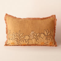 OCHRE Oblong Cushion, Bead Work, 12 x 20 Inch, Golden Yellow, TNT Beads — thumbnail