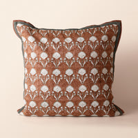 BUNDI Square Cushion, Block Print, 18 x 18 Inch, Mocha, Jaipur House — thumbnail