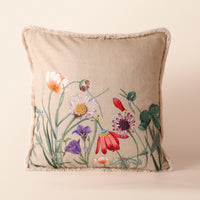 BUTA Square Cushion, Embroidery, 18 x 18 Inch, Beige, Botanical Bloom — thumbnail