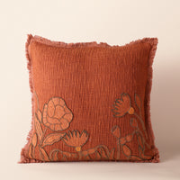 SIENNA Square Cushion, Bead Work, 18 x 18 Inch, Burnt Orange, TNT Beads — thumbnail