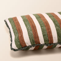 JHAROKHA Oblong Cushion, Block Print, 12 x 20 Inch, Mocha, Two-Tone, Jaipur House — thumbnail