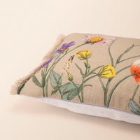 BUTA Oblong Cushion, Embroidery, 12 x 20 Inch, Beige, Botanical Bloom — thumbnail