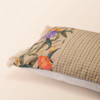 KALI Oblong Cushion, Embroidery, 12 x 20 Inch, Blush, Botanical Bloom — thumbnail