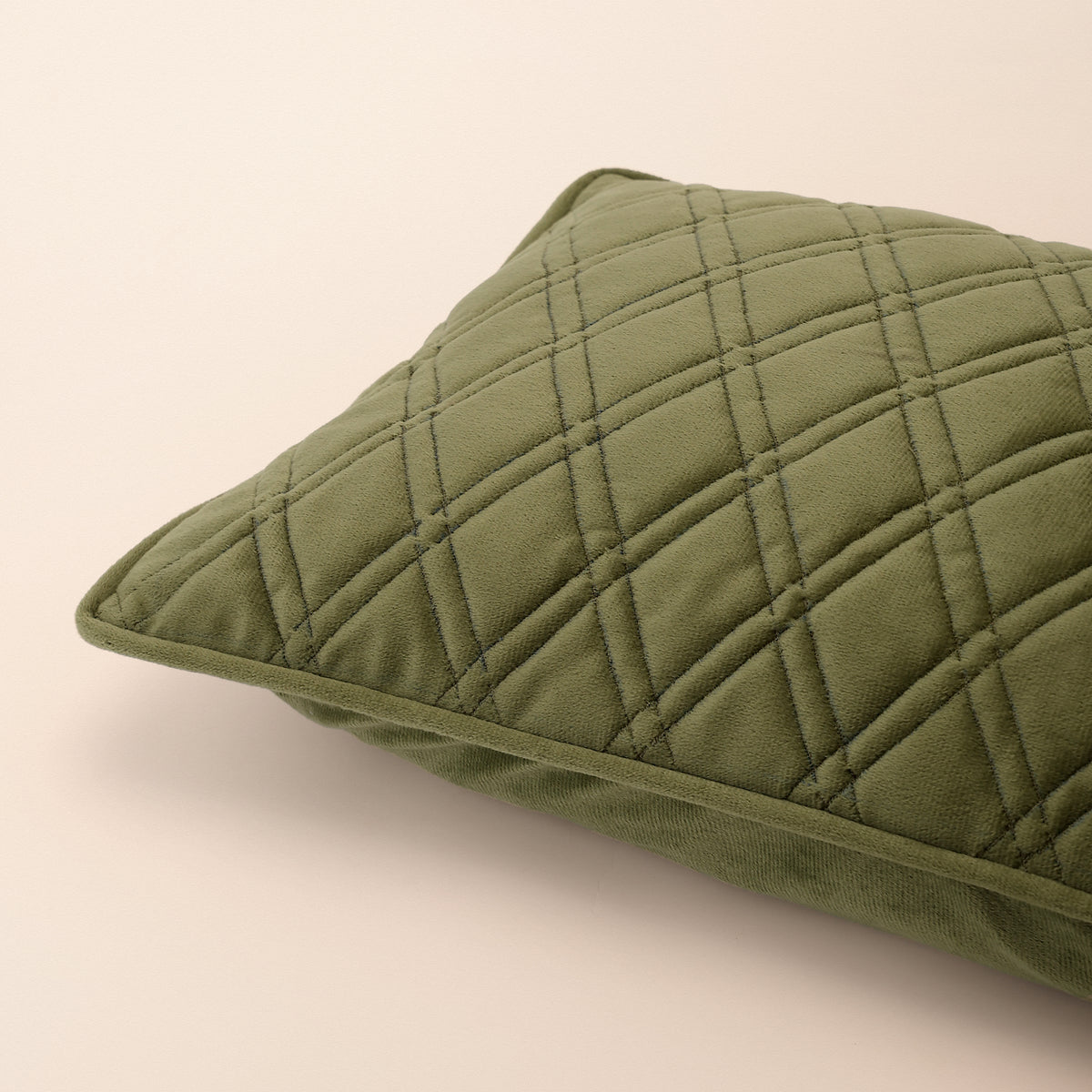 SAHAR Oblong Cushion, Quilted, 12 x 20 Inch, Sage, Romantic Vintage
