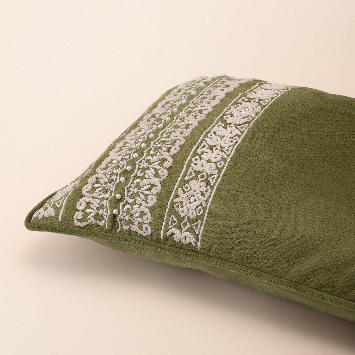 ADAH Oblong Cushion, Dori, 12 x 20 Inch, Sage, Romantic Vintage