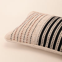 SOLENNE Oblong Cushion, Kantha, 12 x 20 Inch, Ivory, Classic Monochromes — thumbnail