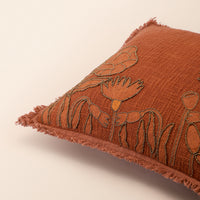 SIENNA Square Cushion, Bead Work, 18 x 18 Inch, Burnt Orange, TNT Beads — thumbnail