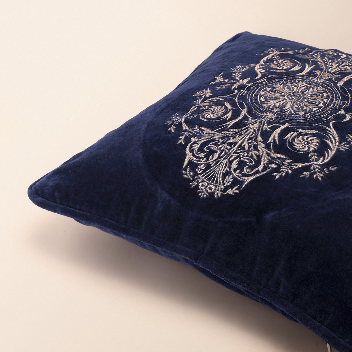 GIRIH Square Cushion, Patchwork, 18 x 18 Inch, Blue, Persian Mosaic