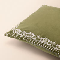 MAHNOOR I Square Cushion, Dori, 18 x 18 Inch, Sage, Romantic Vintage — thumbnail