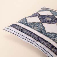 MEHTAB Square Cushion, Zari, 18 x 18 Inch, Blue, Four Motif, Mughal Garden — thumbnail