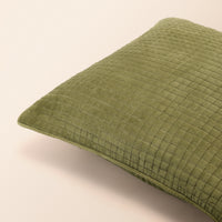 SAHAR Square Cushion, Quilted, 18 x 18 Inch, Sage, Romantic Vintage — thumbnail